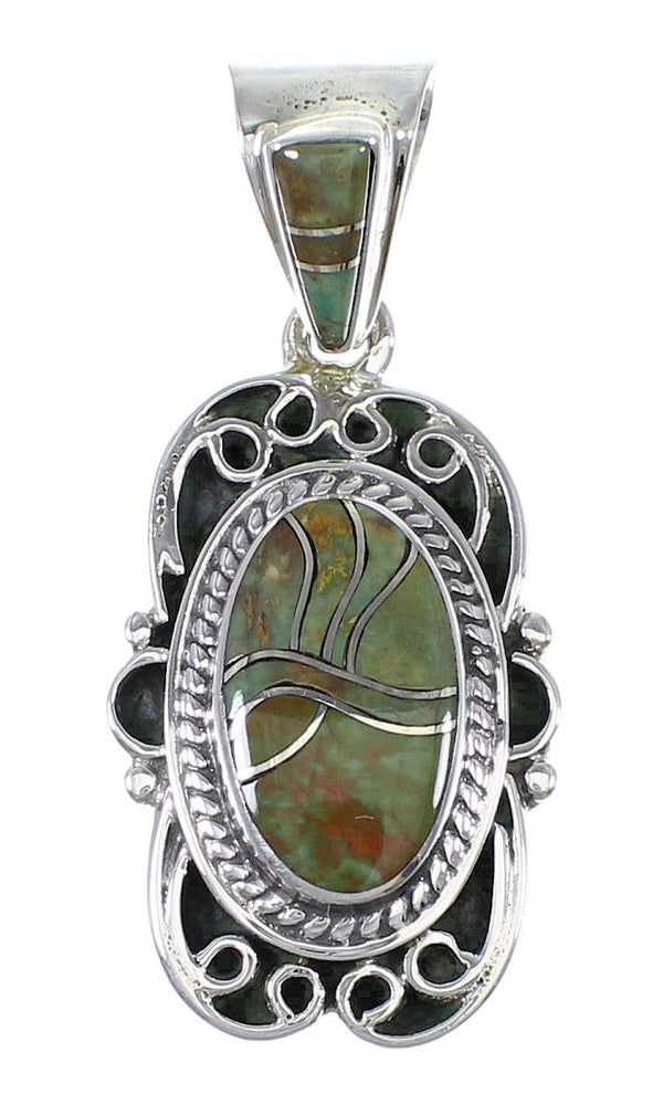 Silver Southwest Turquoise Inlay Slide Pendant AX79150